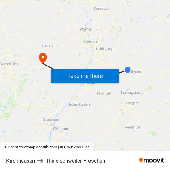 Kirchhausen to Thaleischweiler-Fröschen map