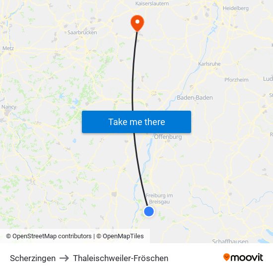 Scherzingen to Thaleischweiler-Fröschen map