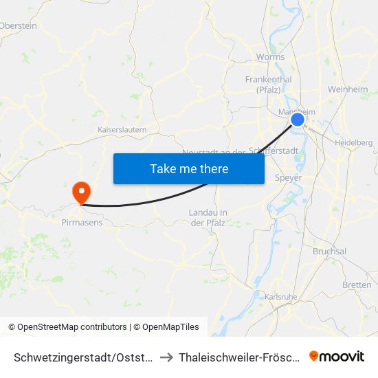 Schwetzingerstadt/Oststadt to Thaleischweiler-Fröschen map