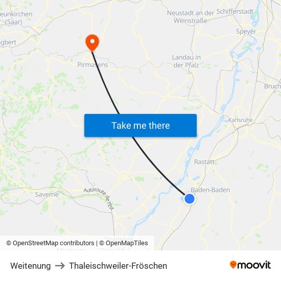 Weitenung to Thaleischweiler-Fröschen map