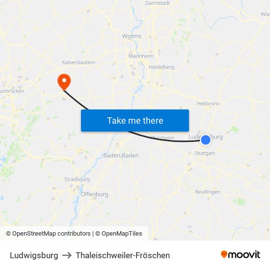 Ludwigsburg to Thaleischweiler-Fröschen map