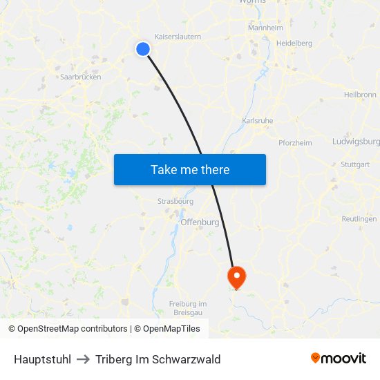 Hauptstuhl to Triberg Im Schwarzwald map