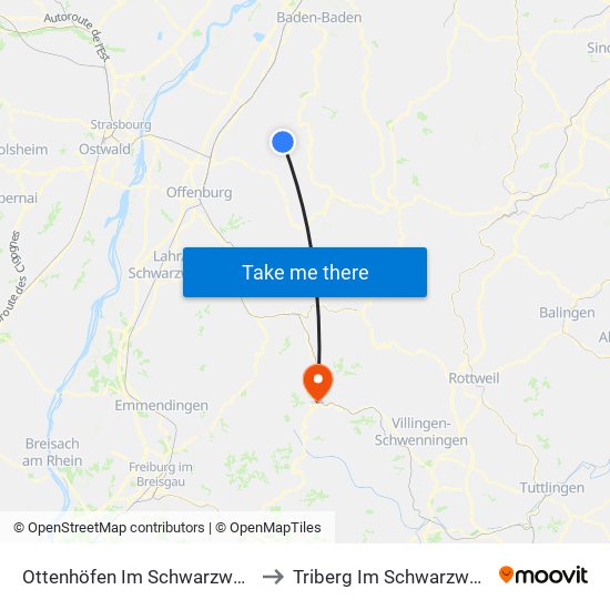 Ottenhöfen Im Schwarzwald to Triberg Im Schwarzwald map