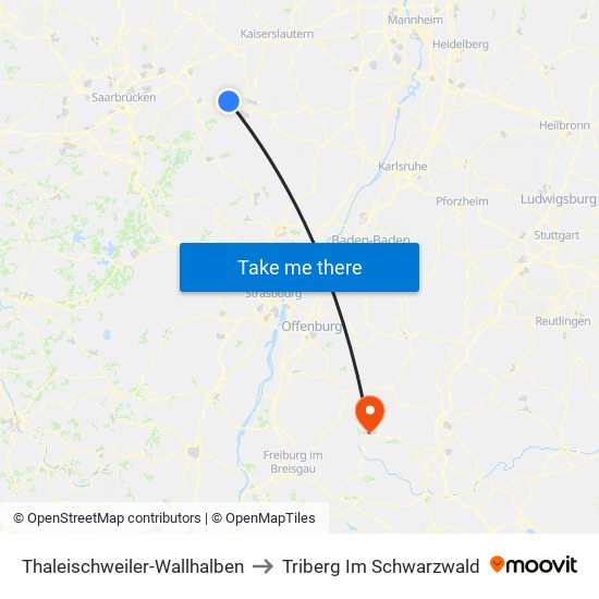 Thaleischweiler-Wallhalben to Triberg Im Schwarzwald map