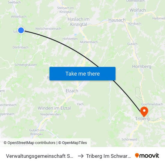 Verwaltungsgemeinschaft Seelbach to Triberg Im Schwarzwald map