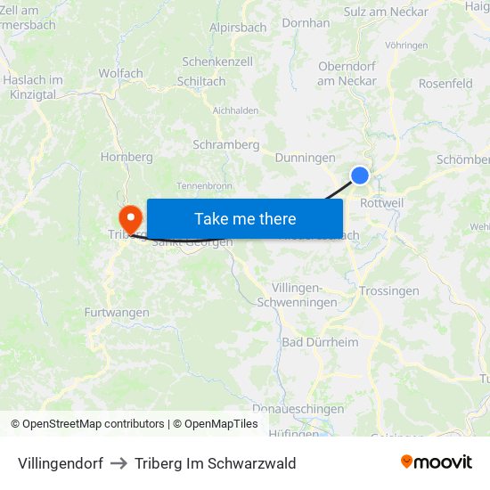 Villingendorf to Triberg Im Schwarzwald map