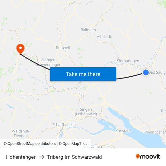 Hohentengen to Triberg Im Schwarzwald map