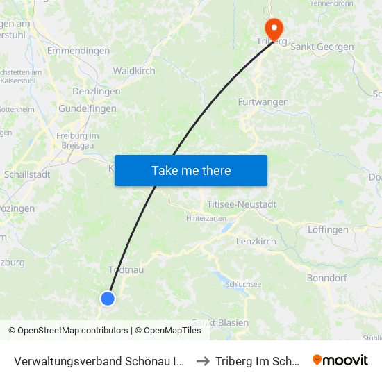 Verwaltungsverband Schönau Im Schwarzwald to Triberg Im Schwarzwald map