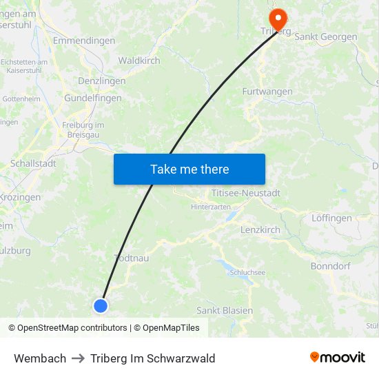 Wembach to Triberg Im Schwarzwald map