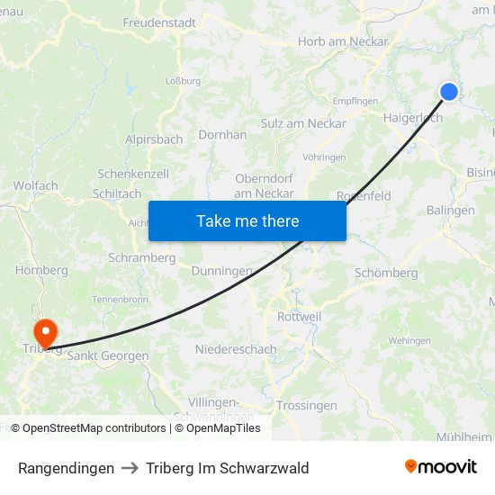 Rangendingen to Triberg Im Schwarzwald map