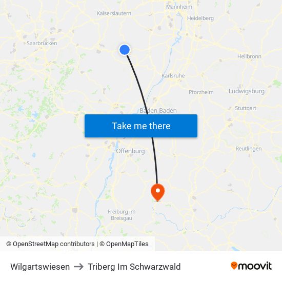 Wilgartswiesen to Triberg Im Schwarzwald map