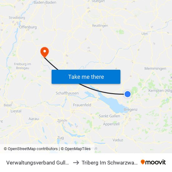 Verwaltungsverband Gullen to Triberg Im Schwarzwald map