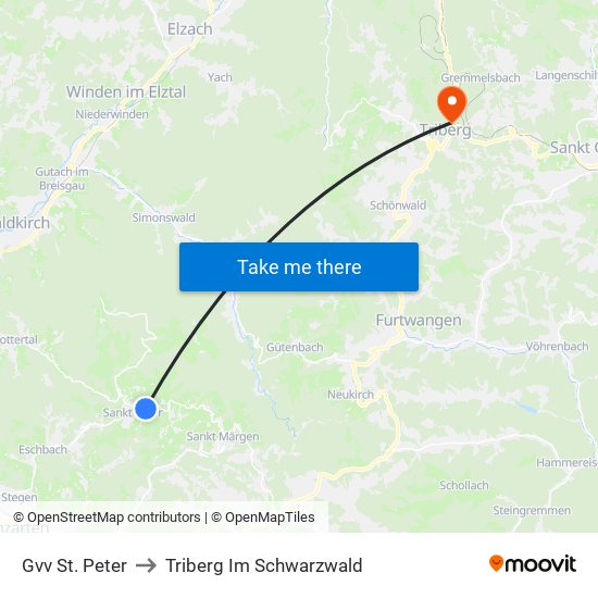 Gvv St. Peter to Triberg Im Schwarzwald map