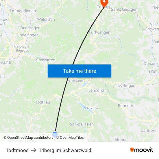 Todtmoos to Triberg Im Schwarzwald map