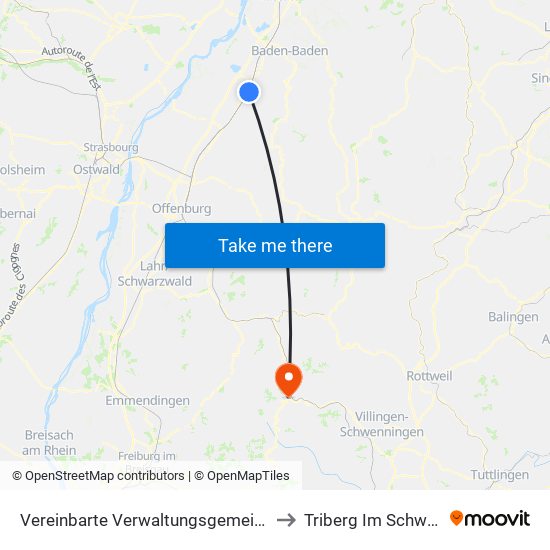 Vereinbarte Verwaltungsgemeinschaft Bühl to Triberg Im Schwarzwald map