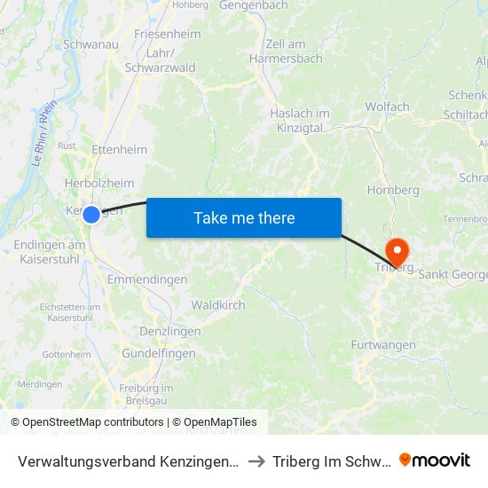 Verwaltungsverband Kenzingen-Herbolzheim to Triberg Im Schwarzwald map