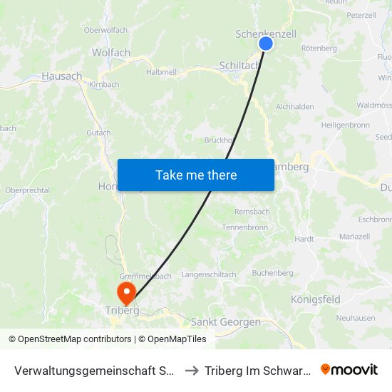 Verwaltungsgemeinschaft Schiltach to Triberg Im Schwarzwald map