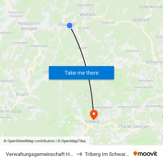 Verwaltungsgemeinschaft Hausach to Triberg Im Schwarzwald map