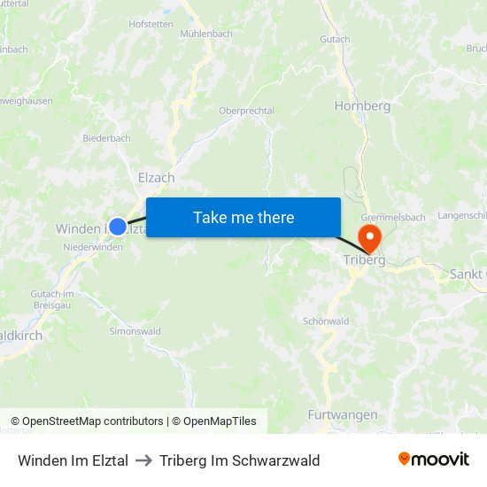 Winden Im Elztal to Triberg Im Schwarzwald map