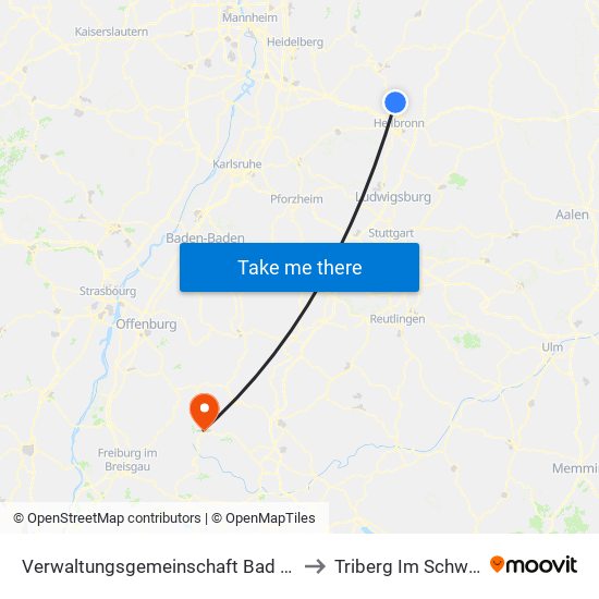 Verwaltungsgemeinschaft Bad Friedrichshall to Triberg Im Schwarzwald map