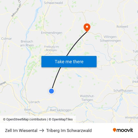 Zell Im Wiesental to Triberg Im Schwarzwald map