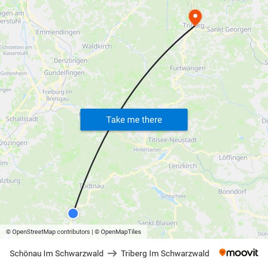 Schönau Im Schwarzwald to Triberg Im Schwarzwald map