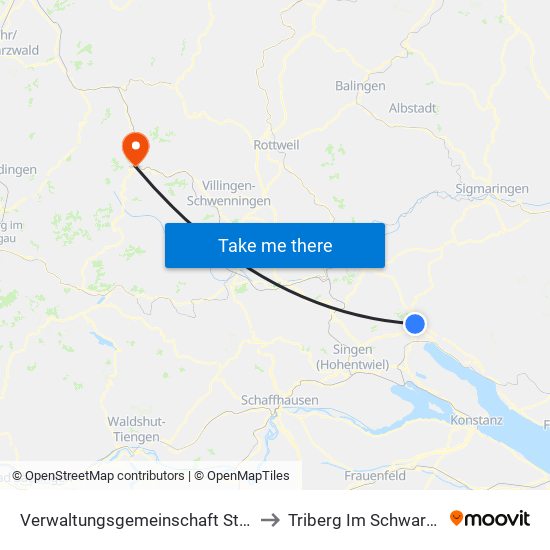 Verwaltungsgemeinschaft Stockach to Triberg Im Schwarzwald map