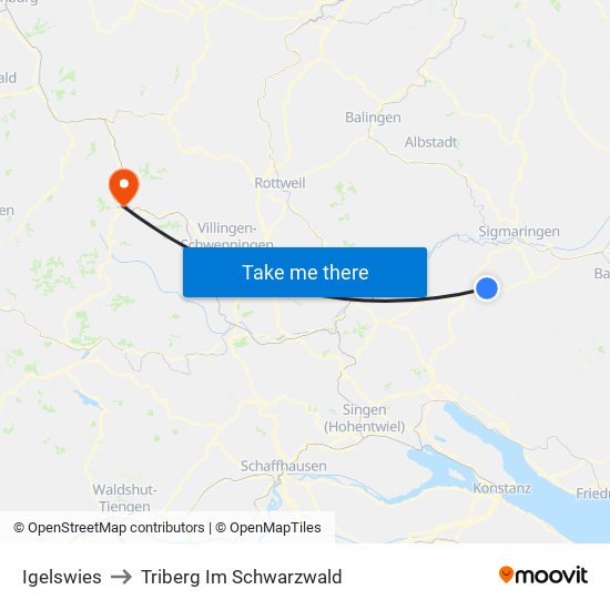 Igelswies to Triberg Im Schwarzwald map