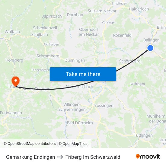 Gemarkung Endingen to Triberg Im Schwarzwald map