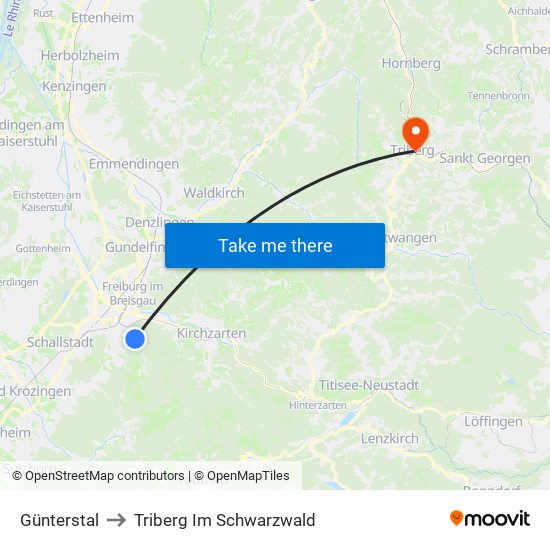 Günterstal to Triberg Im Schwarzwald map