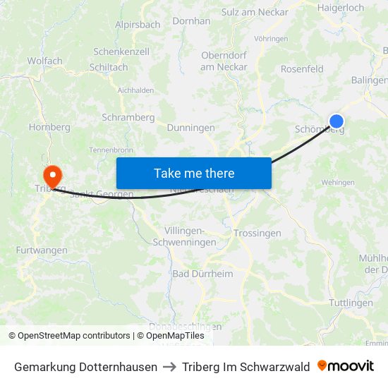 Gemarkung Dotternhausen to Triberg Im Schwarzwald map