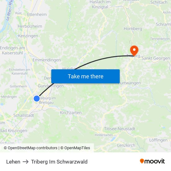 Lehen to Triberg Im Schwarzwald map