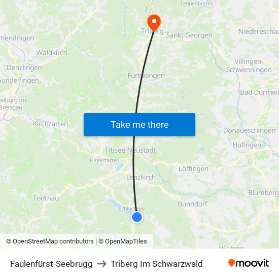 Faulenfürst-Seebrugg to Triberg Im Schwarzwald map