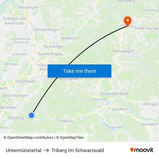 Untermünstertal to Triberg Im Schwarzwald map