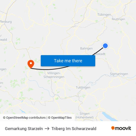 Gemarkung Starzeln to Triberg Im Schwarzwald map