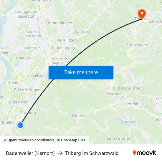 Badenweiler (Kernort) to Triberg Im Schwarzwald map