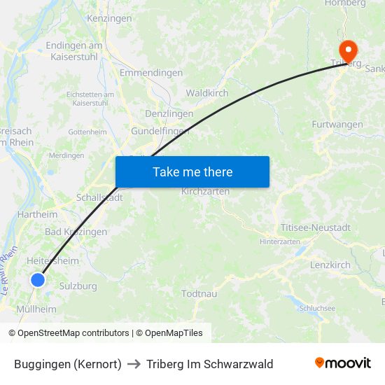 Buggingen (Kernort) to Triberg Im Schwarzwald map