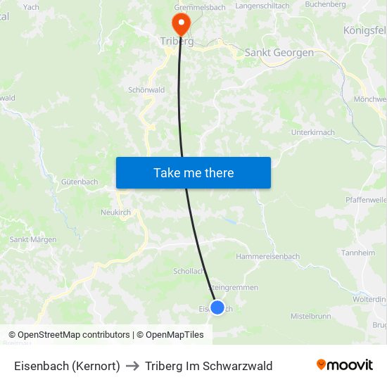 Eisenbach (Kernort) to Triberg Im Schwarzwald map