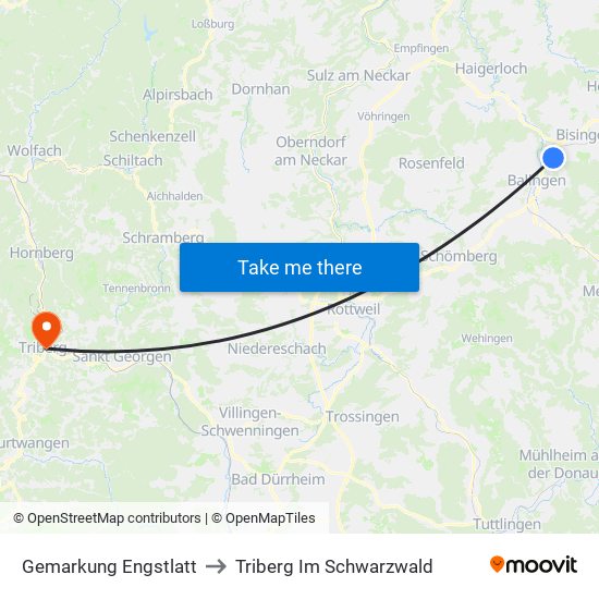 Gemarkung Engstlatt to Triberg Im Schwarzwald map