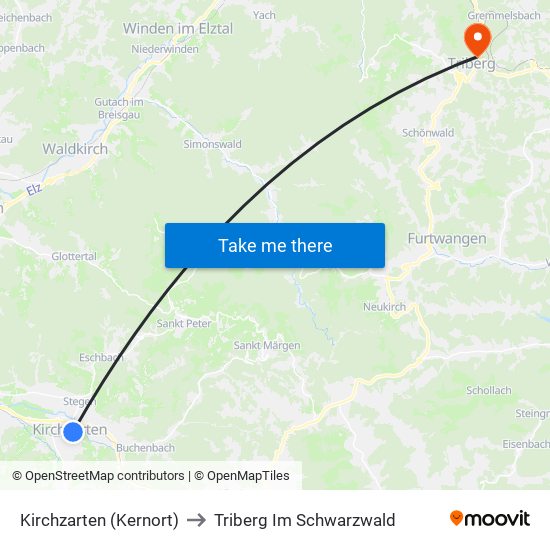 Kirchzarten (Kernort) to Triberg Im Schwarzwald map