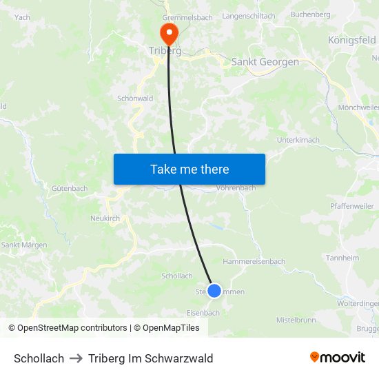 Schollach to Triberg Im Schwarzwald map