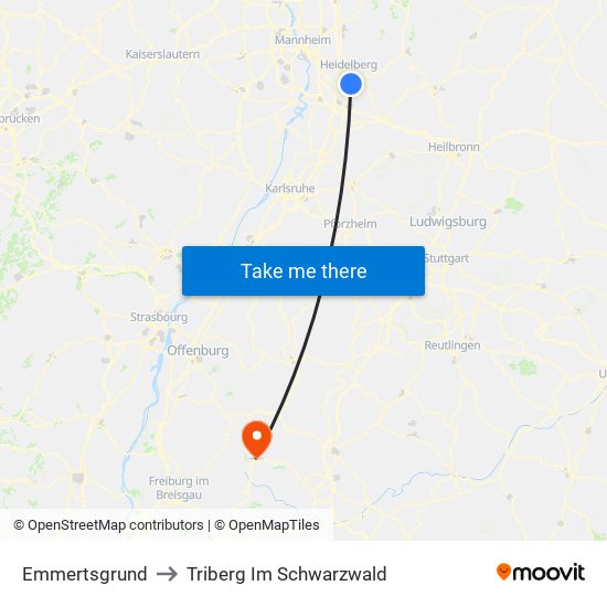 Emmertsgrund to Triberg Im Schwarzwald map