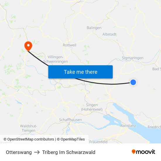 Otterswang to Triberg Im Schwarzwald map