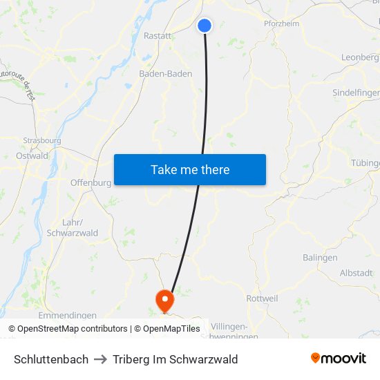 Schluttenbach to Triberg Im Schwarzwald map