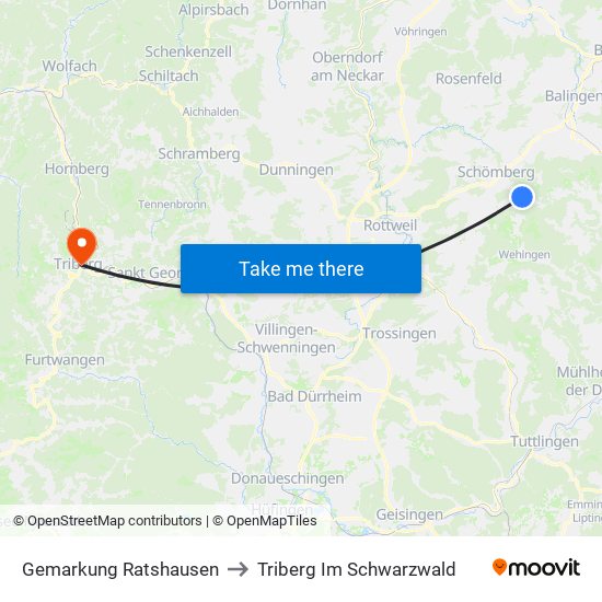 Gemarkung Ratshausen to Triberg Im Schwarzwald map