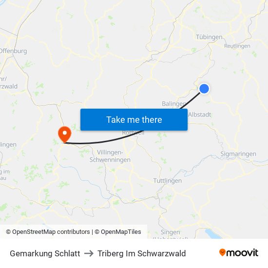 Gemarkung Schlatt to Triberg Im Schwarzwald map
