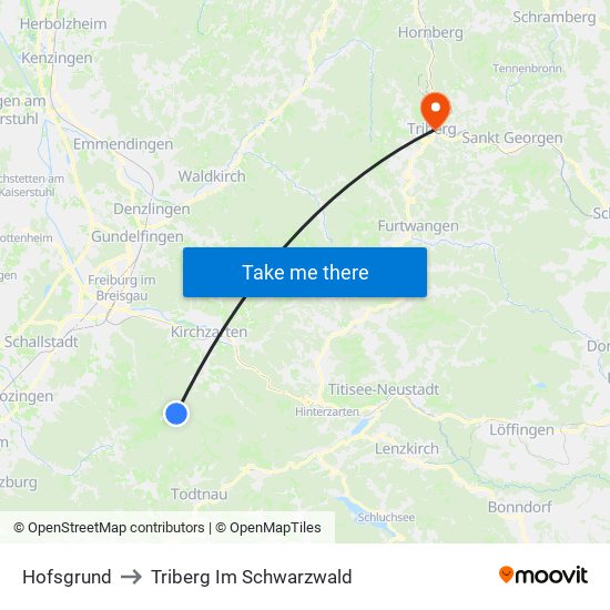 Hofsgrund to Triberg Im Schwarzwald map