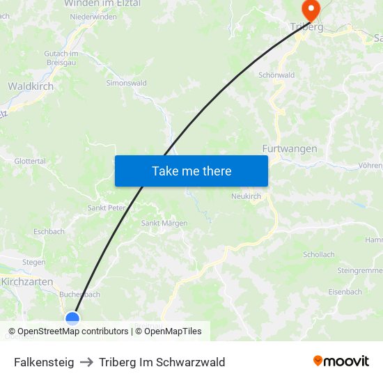 Falkensteig to Triberg Im Schwarzwald map