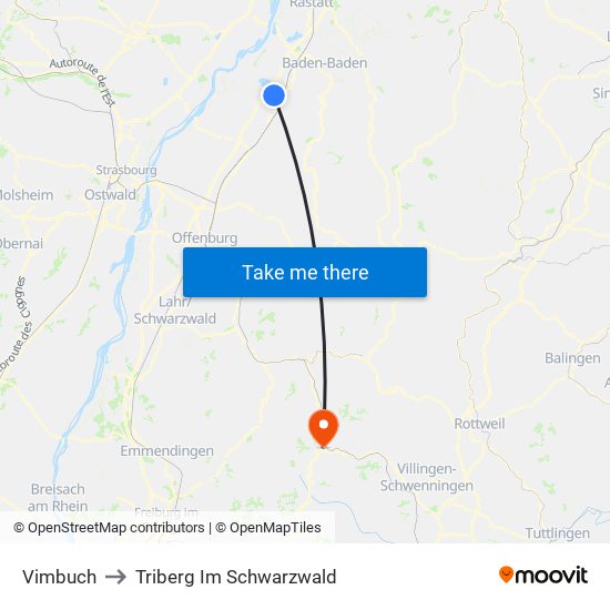 Vimbuch to Triberg Im Schwarzwald map
