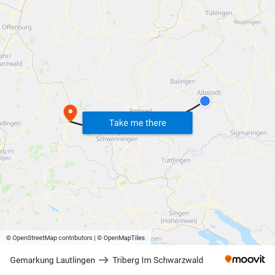 Gemarkung Lautlingen to Triberg Im Schwarzwald map